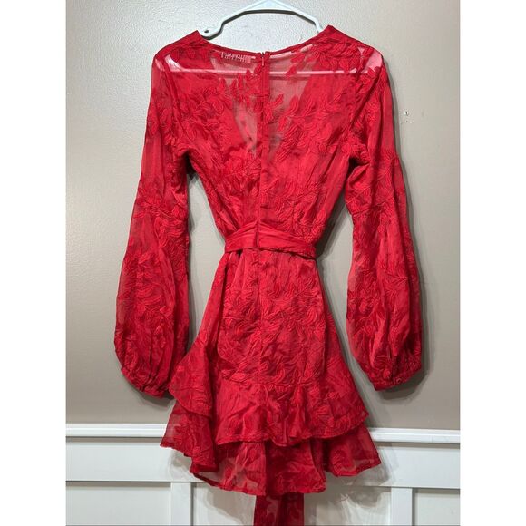 NWOT Hello Molly I Heard A Rumour Red Fiere Embroidered Ruffled Mini Dress XS - Picture 12 of 13